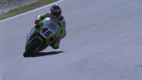 a motorcyclist races around a track 1