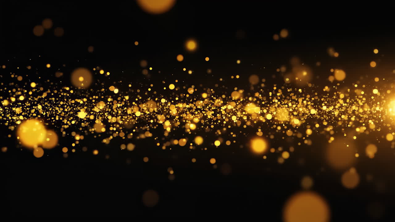 Loop animation of small golden particles softly floating on a pure ...