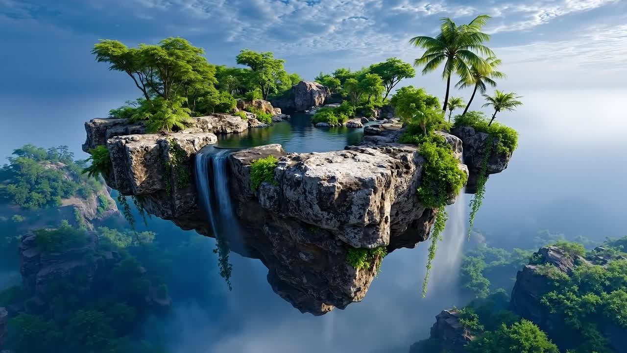 A small island in the middle of a body of water surrounded by trees