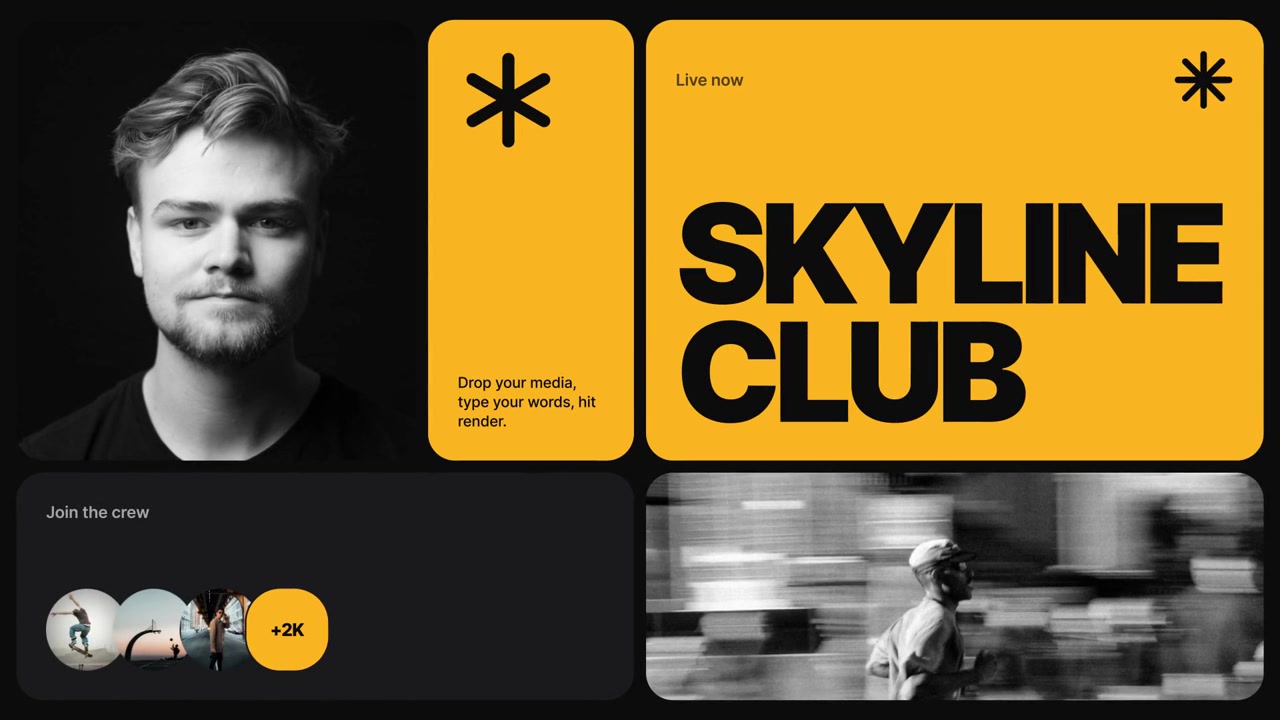 Modern Digital Interface Design with Portrait and Motion Graphics
