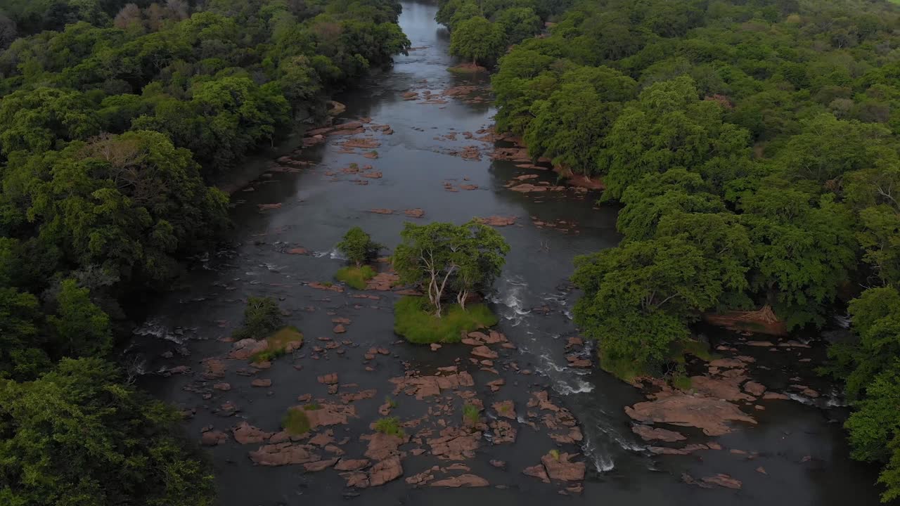 Reveal shot of Sri Lanka's longest river Mahaweli