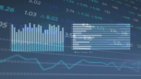 Animation-of-financial-data-processing-over-grid-on-dark-background