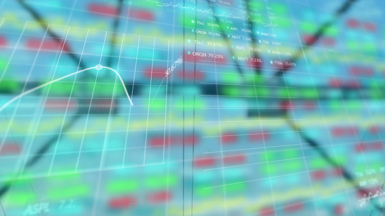 전기 기둥 위의 통계 및 데이터 처리의 애니메이션