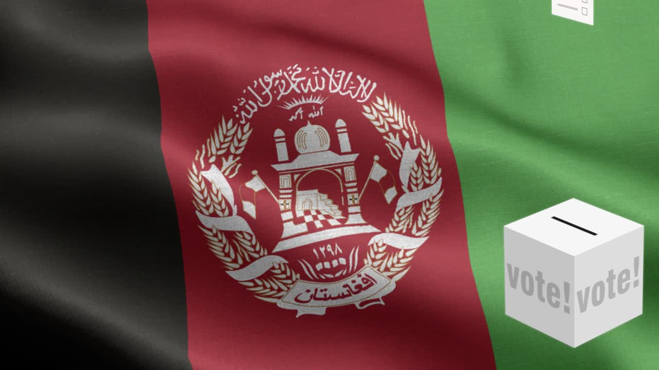 아프가니스탄 선택을 위한 투표용지 - 발 앞에 있는 투표용장 - 선거 - 투표 - 아프가니스탄의 발 - 아프간 발 높은 세부 사항 - 국가 발 아프가니아 파동 패턴 루프 가능한 요소 - 직물 질감과 끝없는 루프