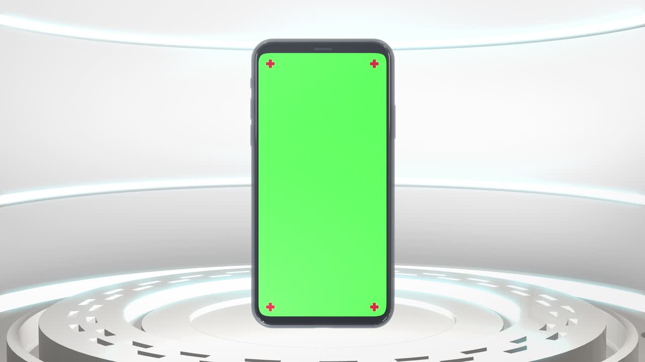 teléfono móvil pantalla verde encendiendo fondo de tecnología de ciencia ficción