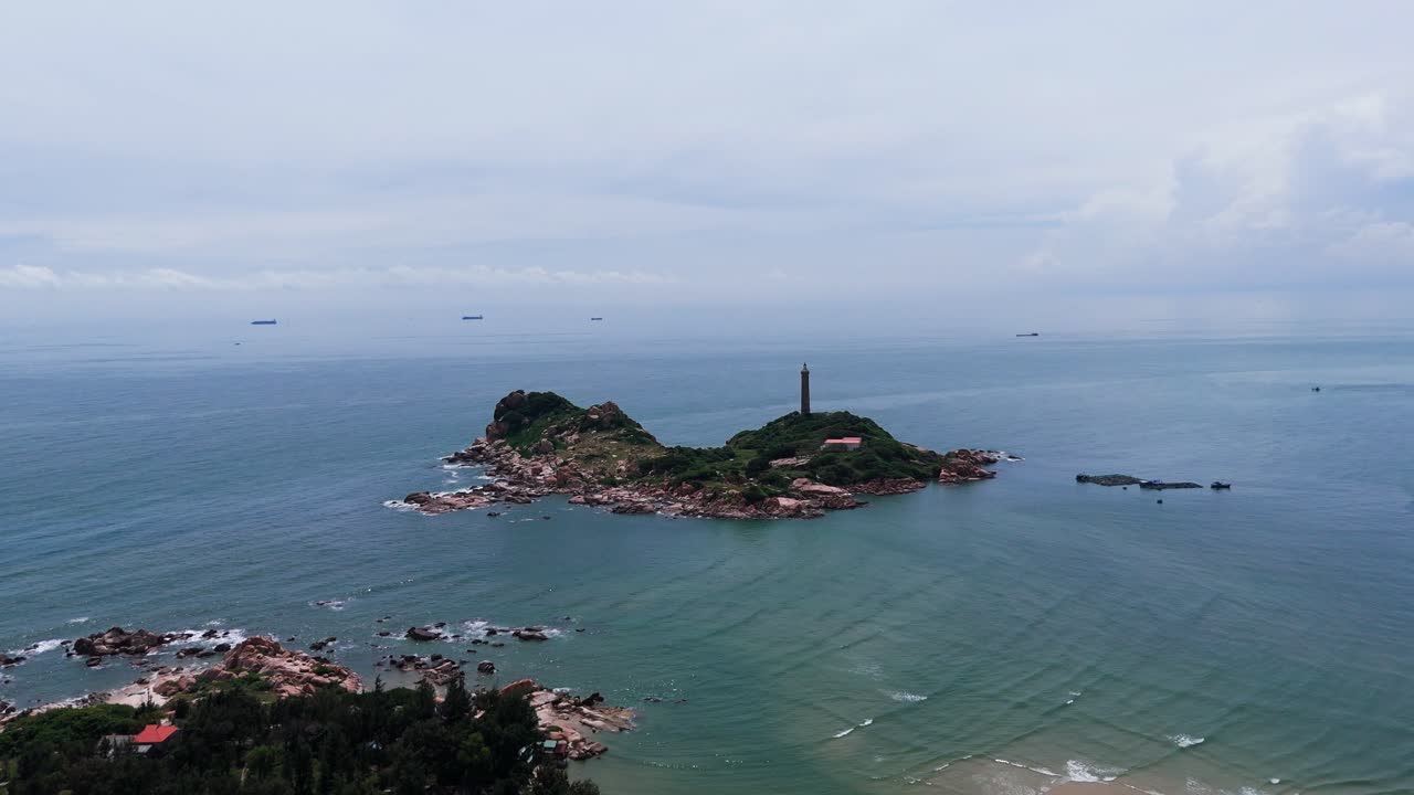 Aerial View Tilt of the Beach in Binh Thuan (Vietnam) During the Rainy Season