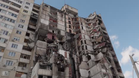 destroyed apartment building in ukraine