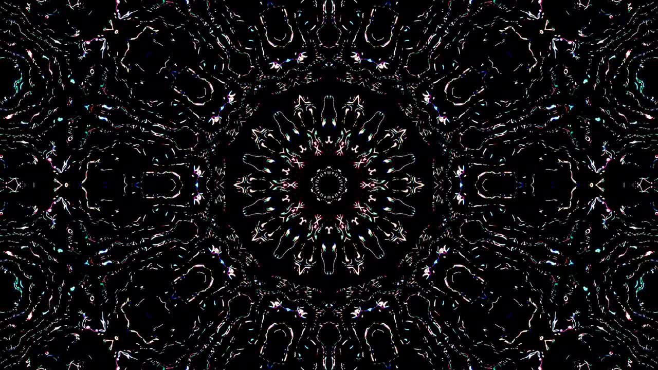 abstract lines circle shape forming dots of shining colorful flashing lights, black background