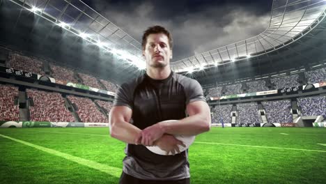 Ernsthafter-Rugbyspieler,-Der-Den-Ball-Hält