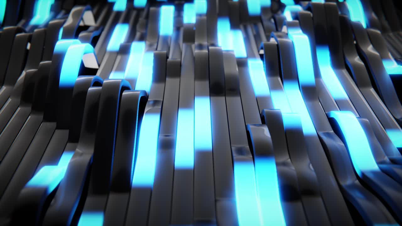 Futuristic Digital Animation with Pulsing Blue Light Bars