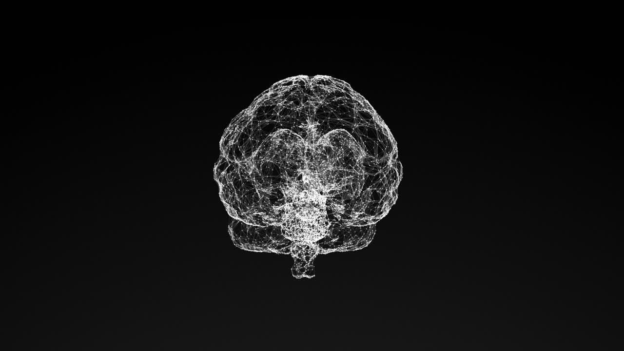 3D model of human brain, abstract geometric composition