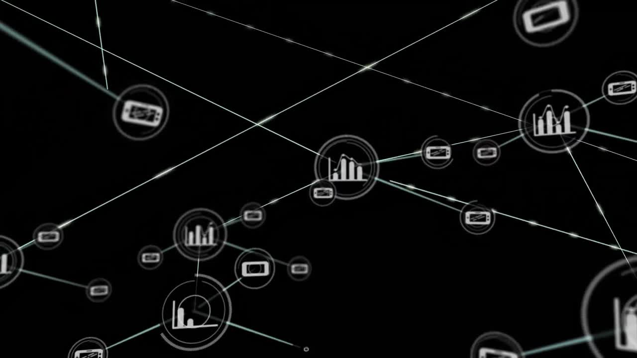 Connectors moving on black background