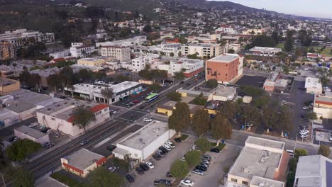 low tilting up aerial shot flying over ventura, california