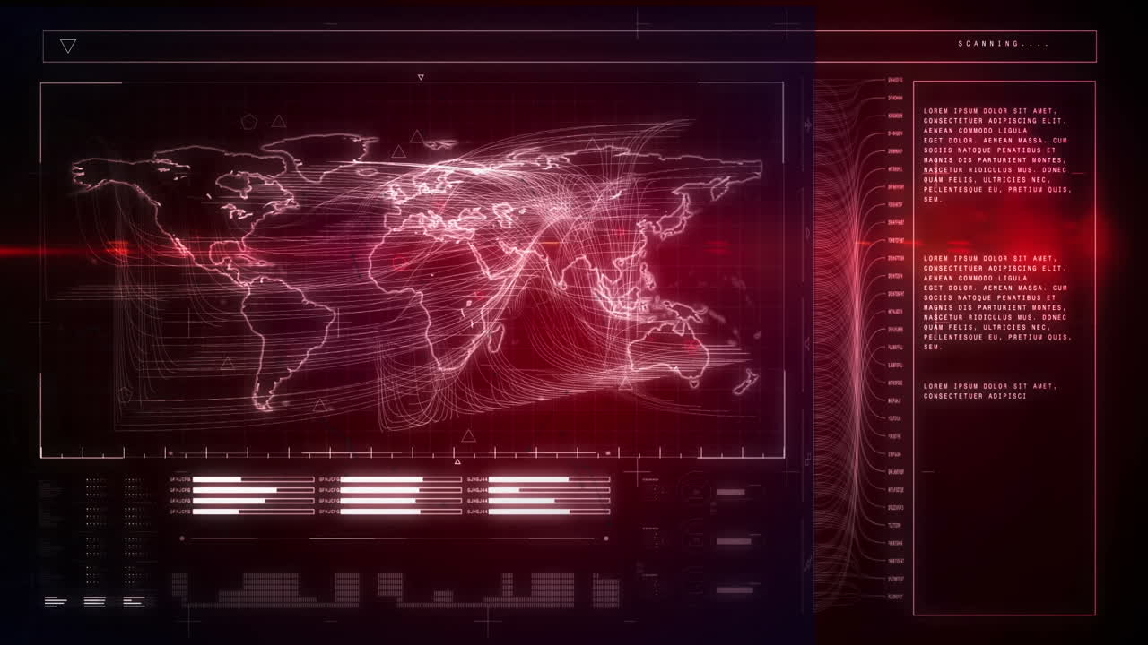 Animation of clock and statistics processing on dark background
