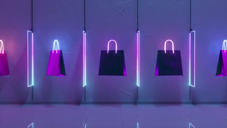 neon shopping bags display