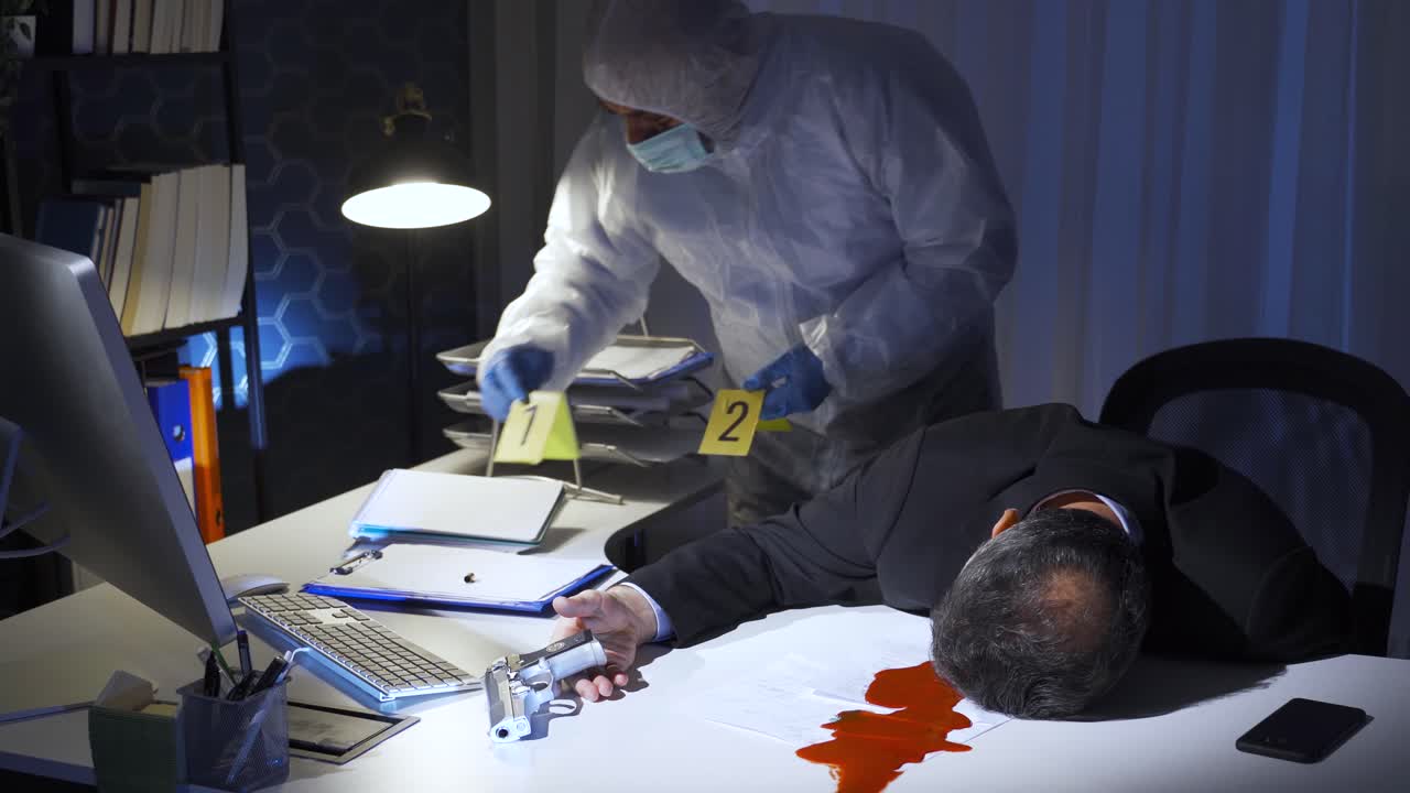 Forensic expert on the scene. Criminologist.