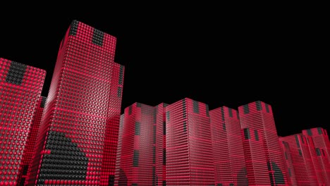 led skyscrapers scrolling graphics buildings city 4k