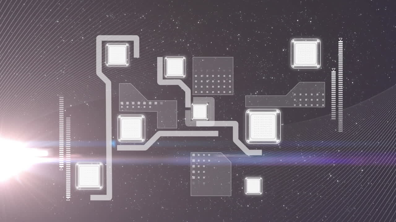 디지털 네트워크 연결 및 데이터 처리 - 추상적인 배경에 대한 애니메이션