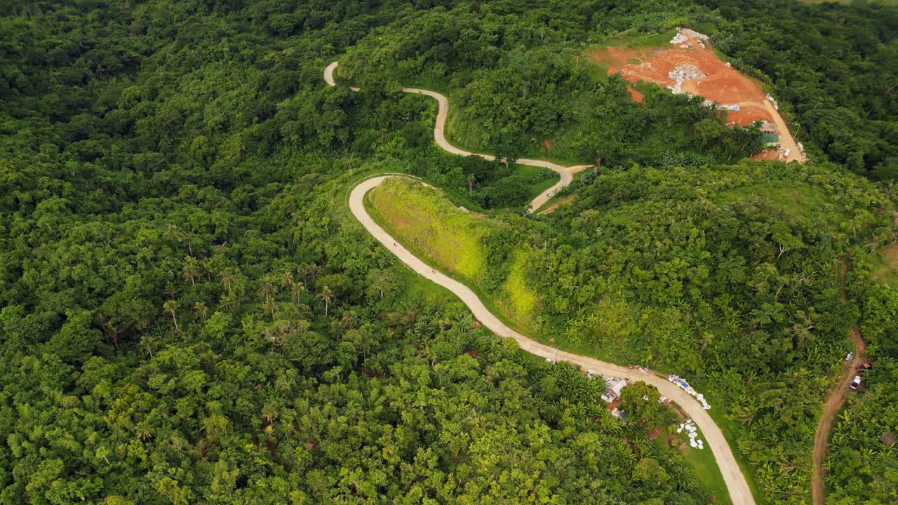 Zig-zag Road Through The Mountain In Summer In Catanduanes, Philippines. - aerial shot