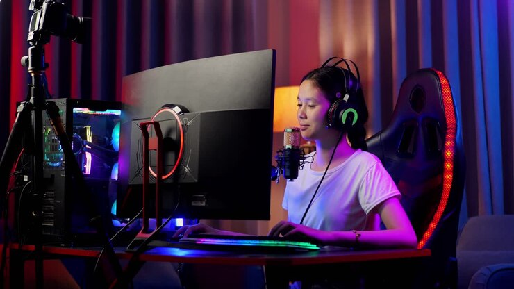 Teenage Girl Streaming a Video Game