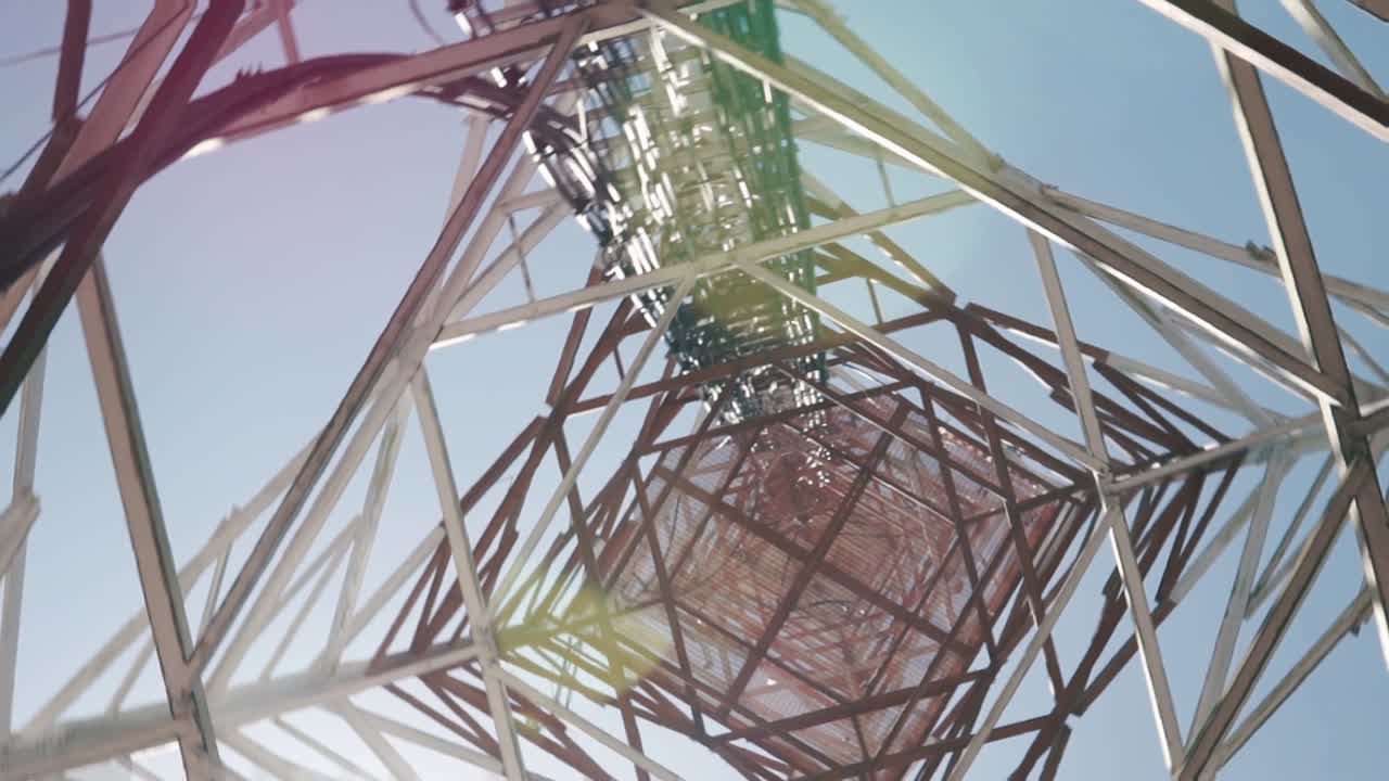 Close-up View of a Telecommunication Tower