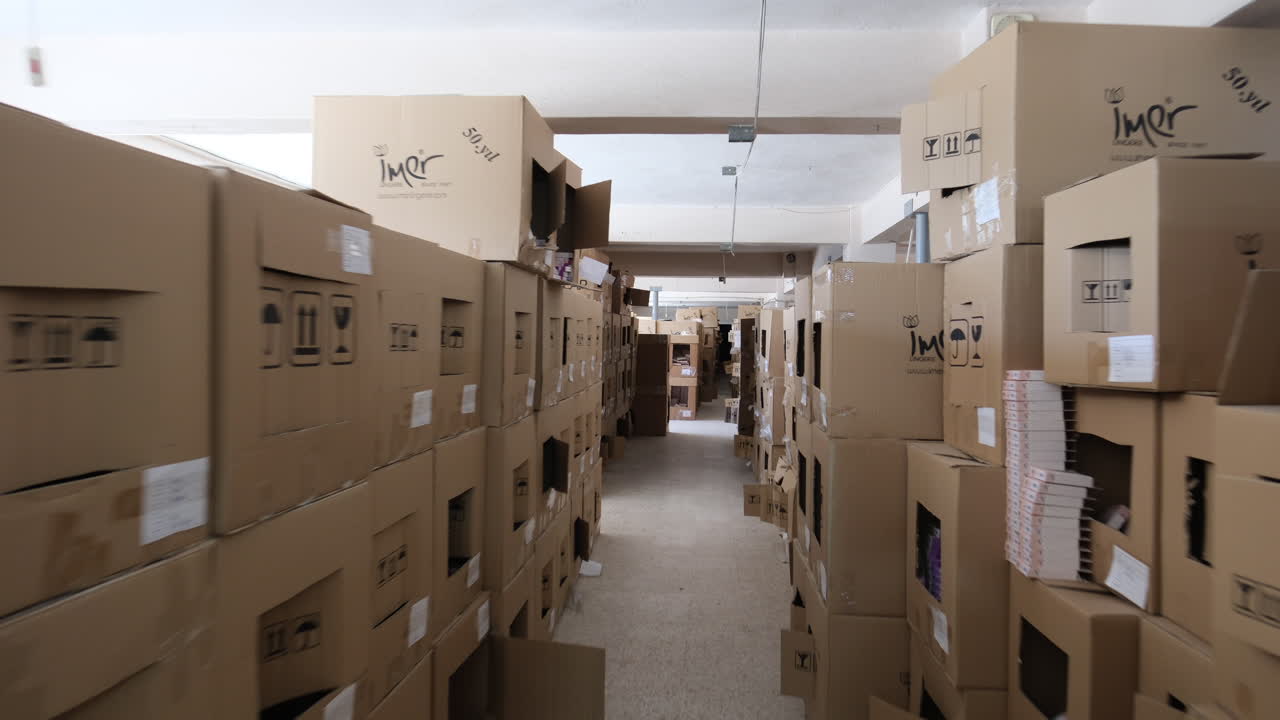 Warehouse full of cardboard boxes