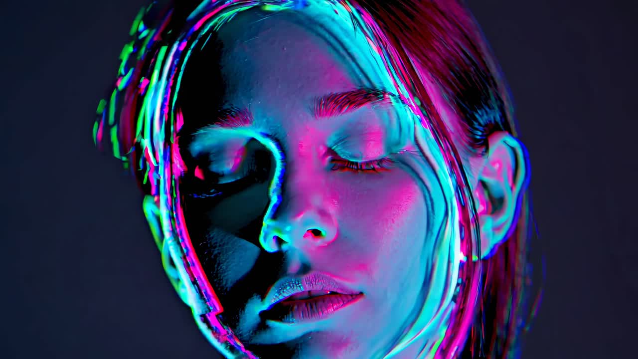 retrato de neón abstracto de una mujer