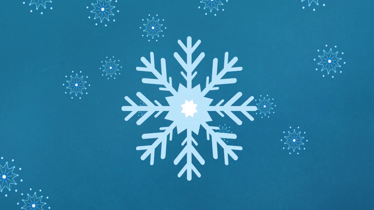 Animation of snowflakes falling on blue background