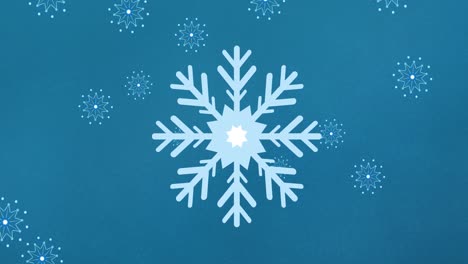 Animación-De-Copos-De-Nieve-Cayendo-Sobre-Fondo-Azul