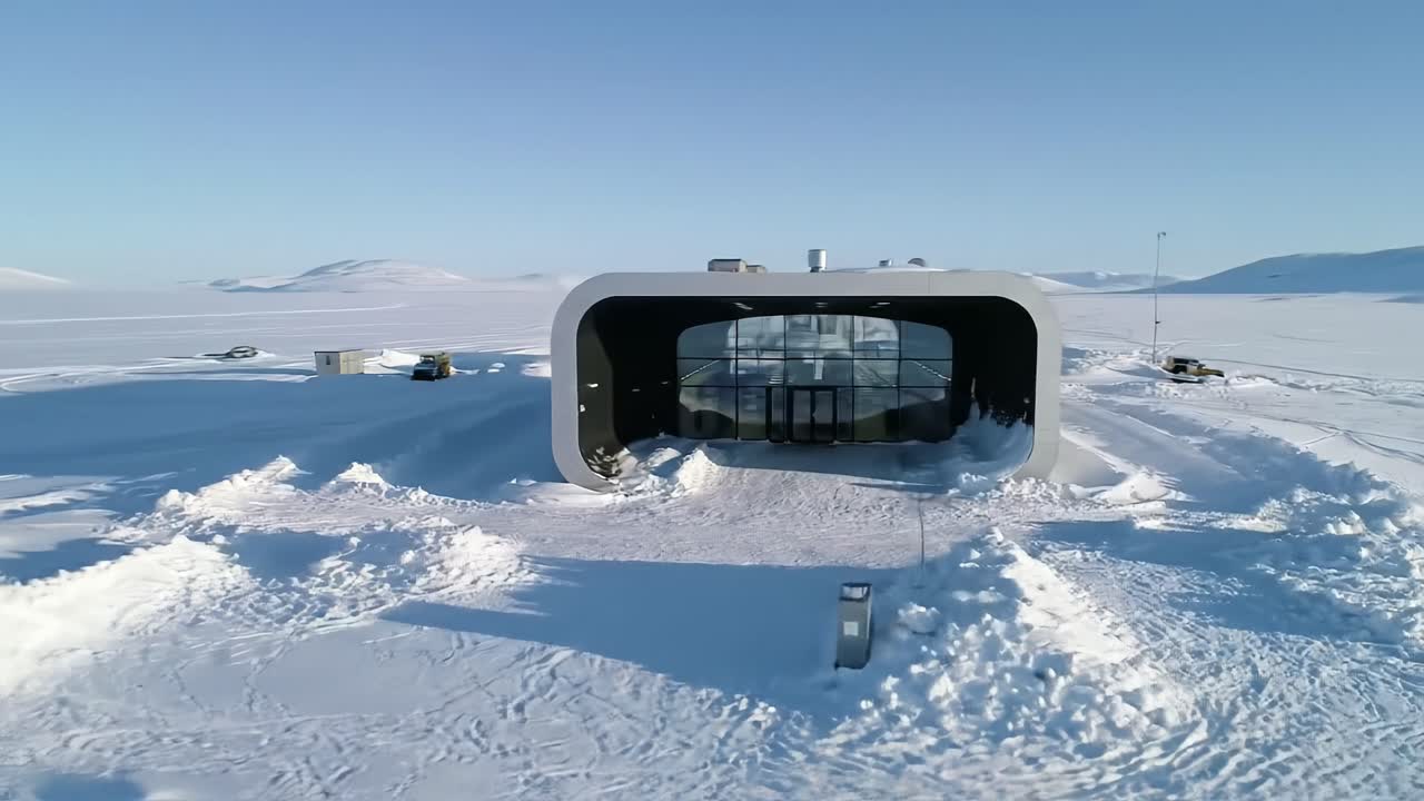 A Stunning Modern Structure Nestled in a Vast Snowy Wilderness, Showcasing Innovative Architecture Blending Design with the Natural Arctic Environment