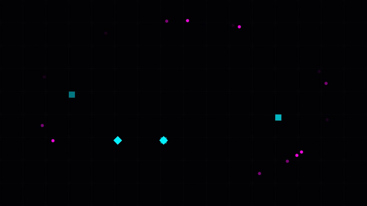 Abstract Motion Graphics with Floating Geometric Shapes on Black Background
