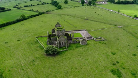 Aerial View of Ancient Abbey Ruins in Ireland