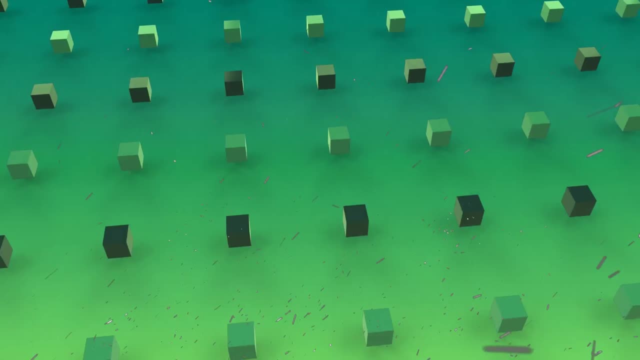 анимация 3d-форм на зеленом фоне