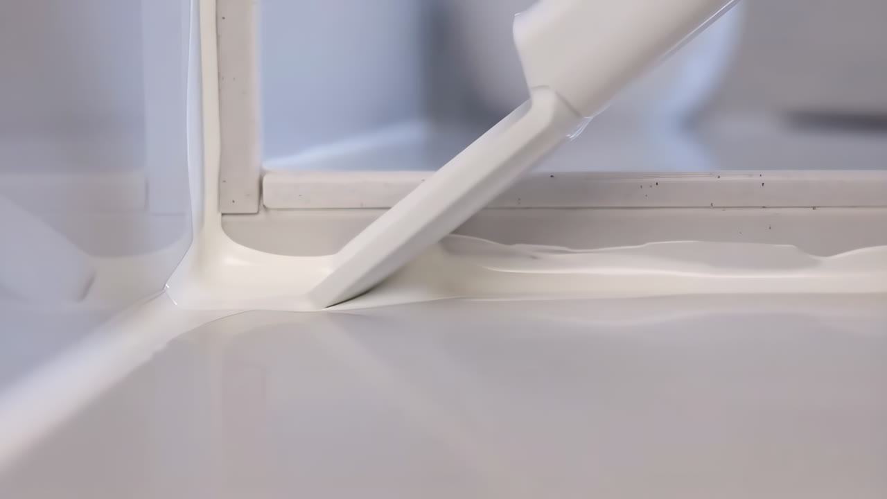 Applying White Sealant to a Corner