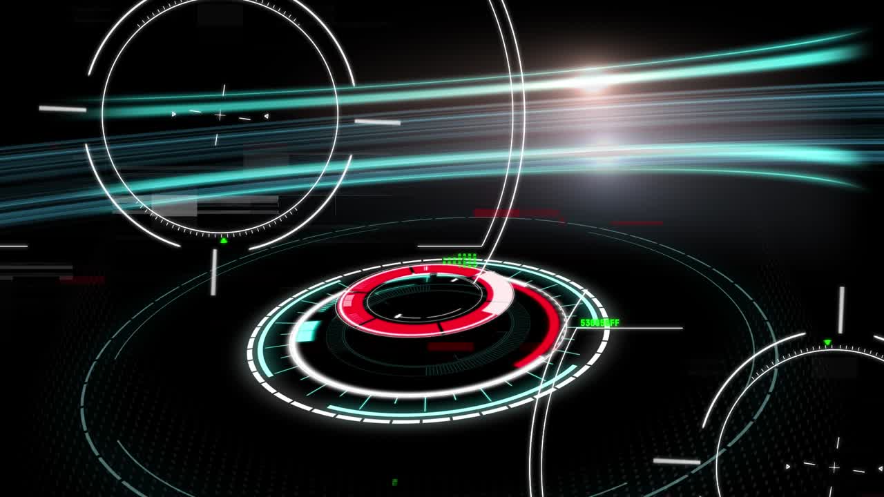 Animation of scope scanning and light spots on black background