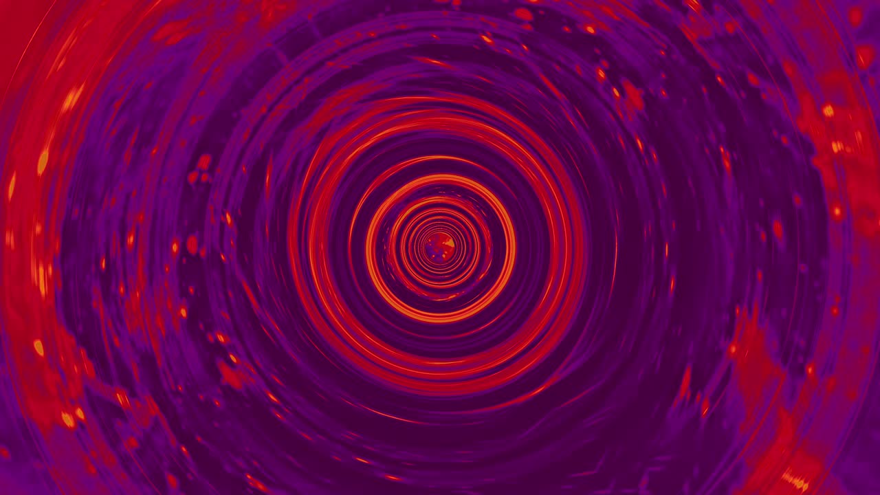 Abstract motion graphic loop red purple grunge  psychedelic twisting in tunnel background multicolored helix vortex light. 4K loop pattern colorful round striped swirling hypnotic rotating abstraction art effect.