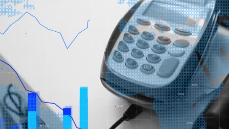 animación del procesamiento de datos financieros a través de terminales de pago