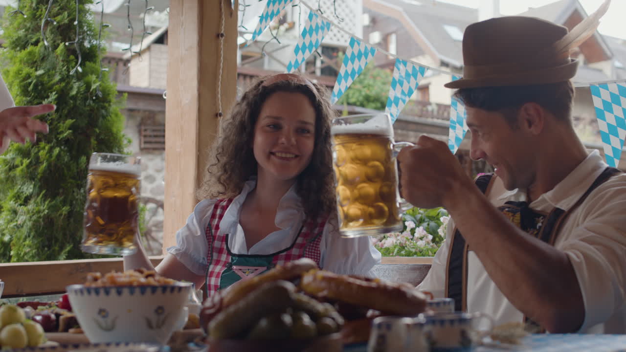 Oktoberfest celebration with traditional Bavarian food and beer