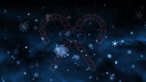 Animation-of-christmas-neon-over-falling-snow