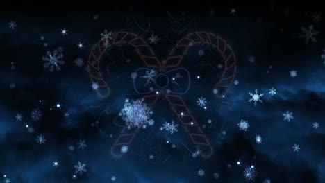 animation of christmas neon over falling snow
