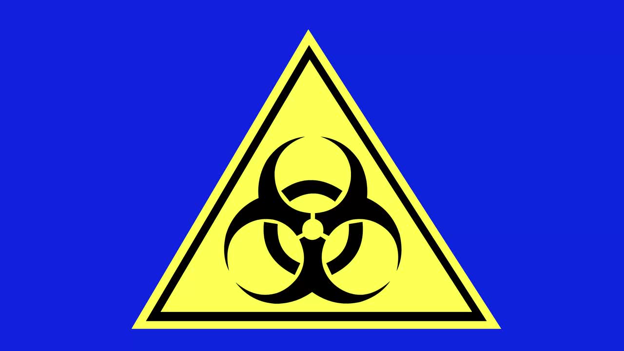 생물학적 위험 기호의 루프 애니메이션