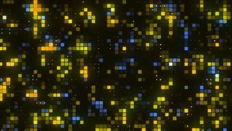 abstract geometric pattern with gold and blue pixels