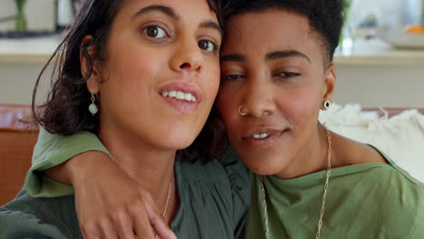 Lesbian-couple,-comic-and-selfie-of-black-women