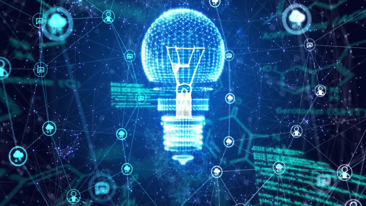 Animation of light bulb and data processing