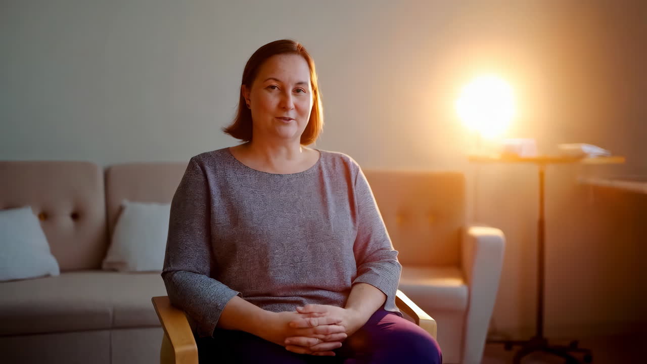 의자 에 앉아 있는 여자