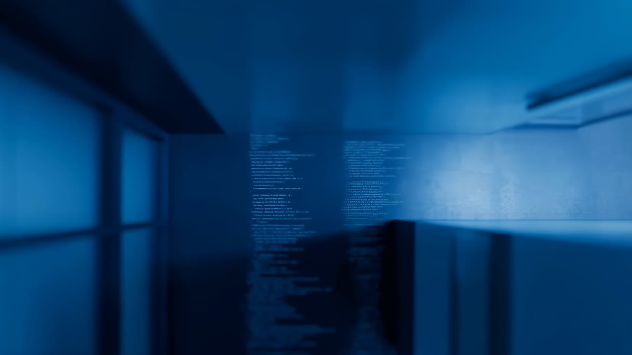 Proiezione astratta di codice blu.