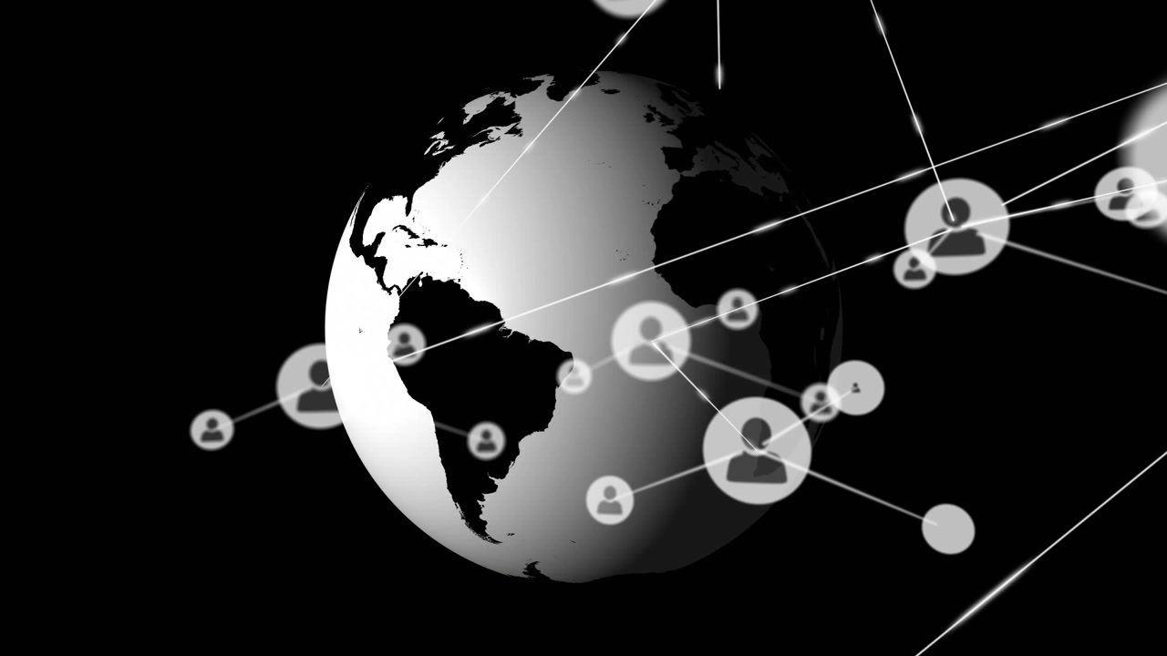 Animazione di rete di connessioni sul globo