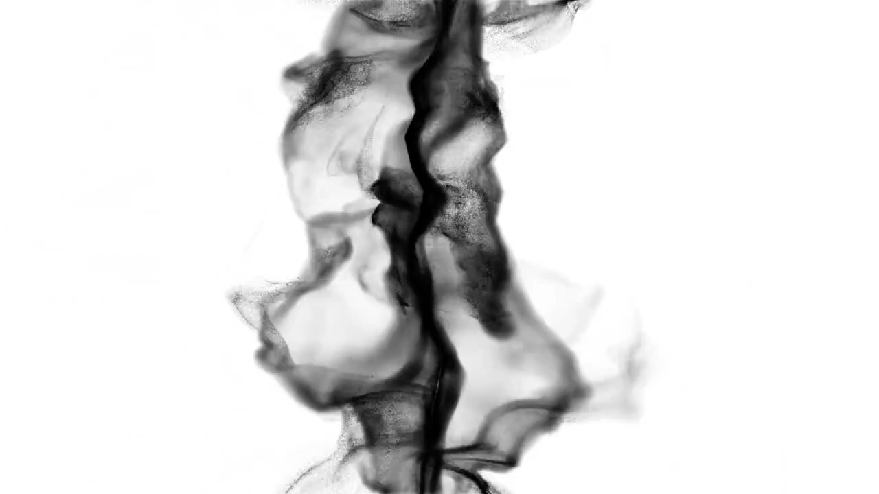 Collisione di fumo nero fluido, effetto visivo astratto