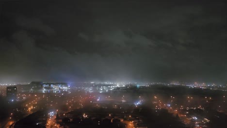 toronto canada time-lapse at night, suburb fog covered misty weather landscape