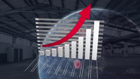 Animation-of-globe-and-statistics-processing-and-warehouse